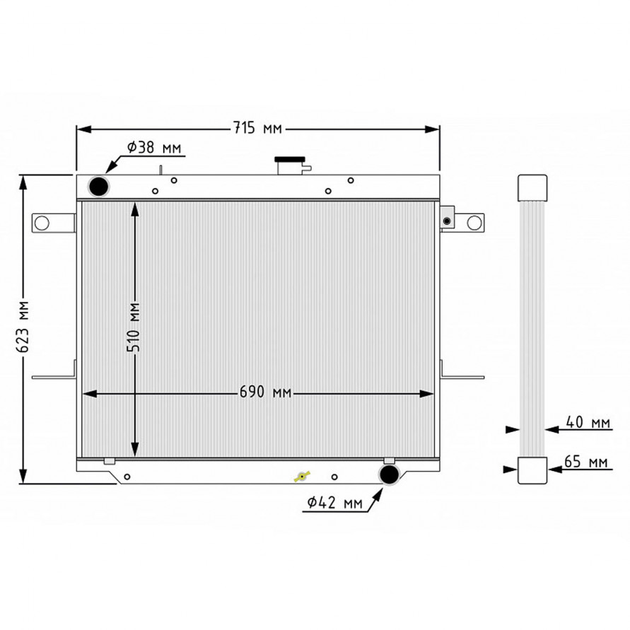 Радиатор алюминиевый Toyota Land Cruiser 100 2UZ 40mm AT, 16400-50210, купить со скидкой, ajr-UZJ100-AT40 