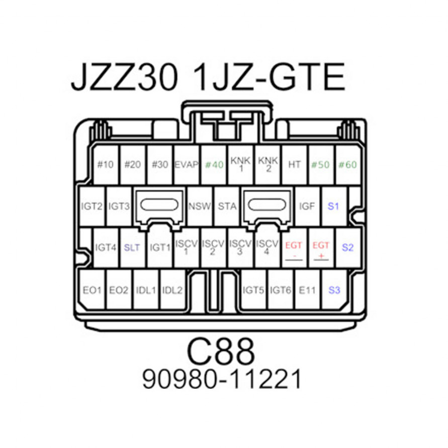 Разъем, фишка блока ECU Toyota 1JZ-GTE  34 пина (моторная коса) №4 90980-11221, купить со скидкой, 9098011221 