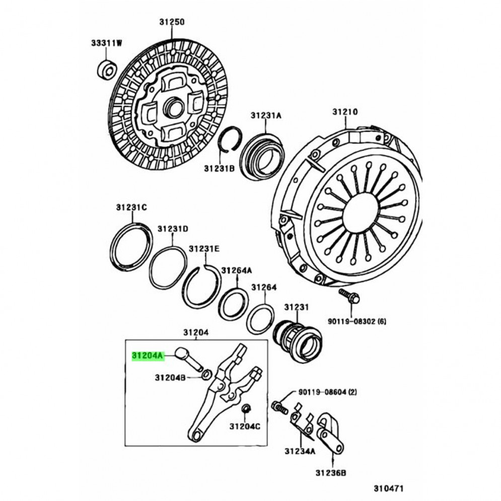 Штифт, втулка вилки сцепления Toyota R154 90249-10132, купить со скидкой, 9024910132 