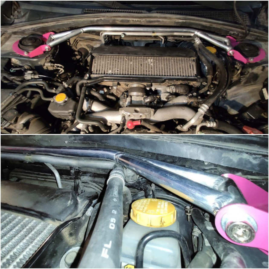Распорка передняя верхняя Subaru Forester SG5, Impreza GDA, GDB Cusco style, купить со скидкой, STB300338_blue 