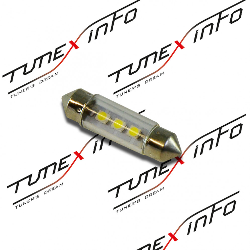 Лампа светодиодная салонная SV8.5 36мм 12V белая Маяк, 12T11x36\38-W\3SMD, купить со скидкой, 12T11x36\38-W\3SMD 