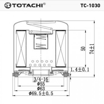 Фильтр масляный TC-1030 TOTACHI C-110 90915-03001 MANN W68/3