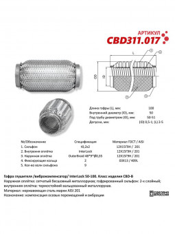 Гофра глушителя 51мм Interlock, нержавеющая сталь