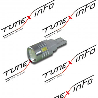 Лампа светодиодная T10 12V б/ц (габарит) белая, сверх яркая линза 2.1W 1шт