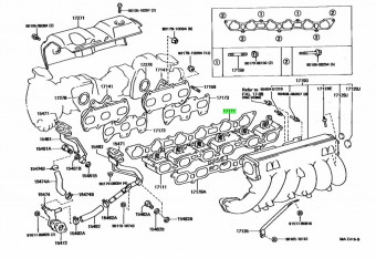 Прокладка впускного коллектора Toyota JZX90 1JZ-GTE Турбо №1, 17177-88400