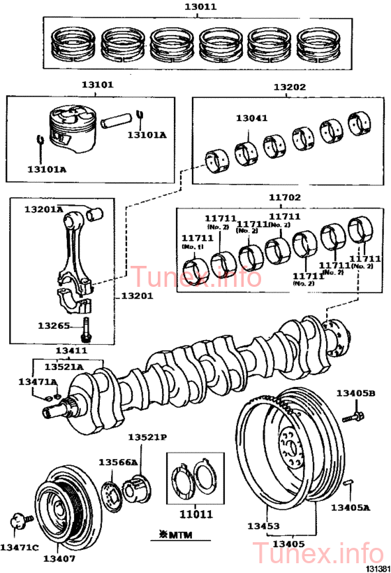 Вкладыш шатунный Toyota 1JZ-GE, 1JZ-GTE, 2JZ-GE, 2JZ-GTE, подгруппа 3, 13041-46013-03, купить со скидкой, 130414601303 