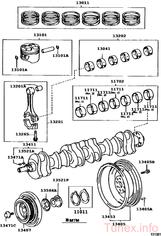 Вкладыш шатунный Toyota 1JZ-GE, 1JZ-GTE, 2JZ-GE, 2JZ-GTE, подгруппа 4, 13041-46013-04, купить со скидкой, 130414601304 