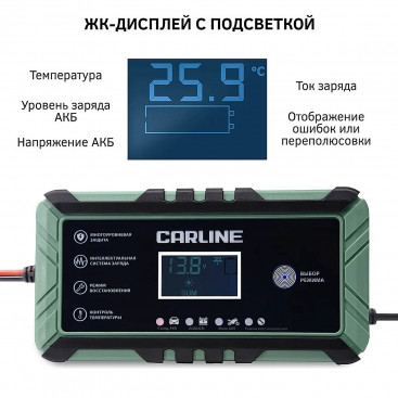 Зарядное устройство для аккумулятора автоматическое 8А, 12-24V, CARLINE