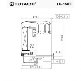Фильтр масляный TC-1503 TOTACHI 1S7G-6714-CA W 7015