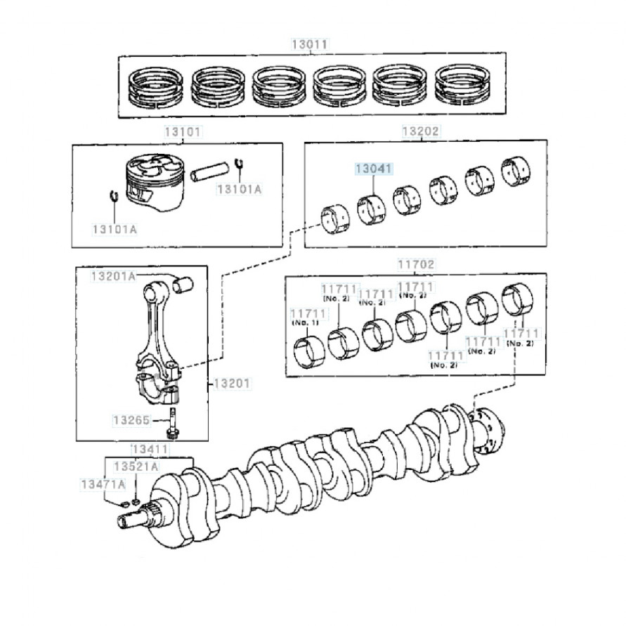 Вкладыш шатунный Toyota 1JZ-GE, 1JZ-GTE, 2JZ-GE, 2JZ-GTE, подгруппа 5, 13041-46013-05, купить со скидкой, 130414601305 