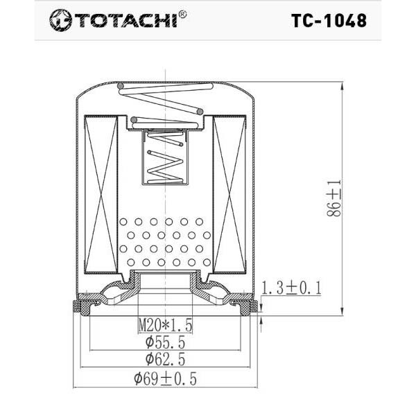 Фильтр масляный TC-1048 TOTACHI C-225 15208-31U0A, купить со скидкой, TC-1048 