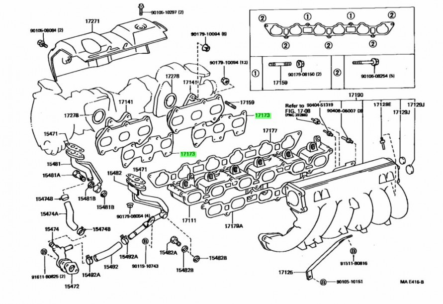 Прокладка выпускного коллектора Toyota 1JZ, 2JZ атмо 17173-46020, купить со скидкой, TSL030137 