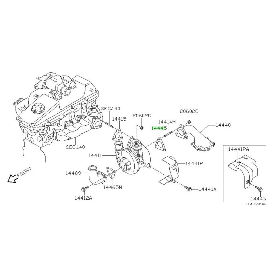 Прокладка турбины на выпуск Nissan ZD30, 14465-VC100, купить со скидкой, TSL030138 