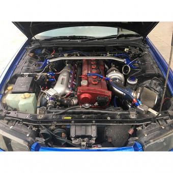 Распорка стоек передняя верхняя Nissan Skyline R33, R34, синяя, алюминий
