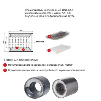 Пламегаситель вместо катализатора коллекторный D100мм, перфорированный