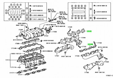 Прокладка под коллектор выпускной Toyota 1UZ, 2UZ, 3UZ-FE 17173-50021 1шт, оригинал