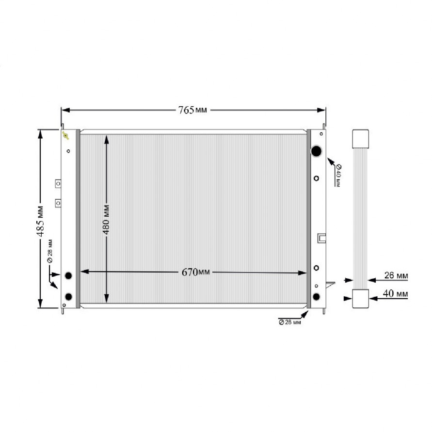 Радиатор алюминиевый Subaru Tribeca B9, EZ30, EZ36D 26mm AT, 45111XA00A, купить со скидкой, ajr-SUTR-AT26 