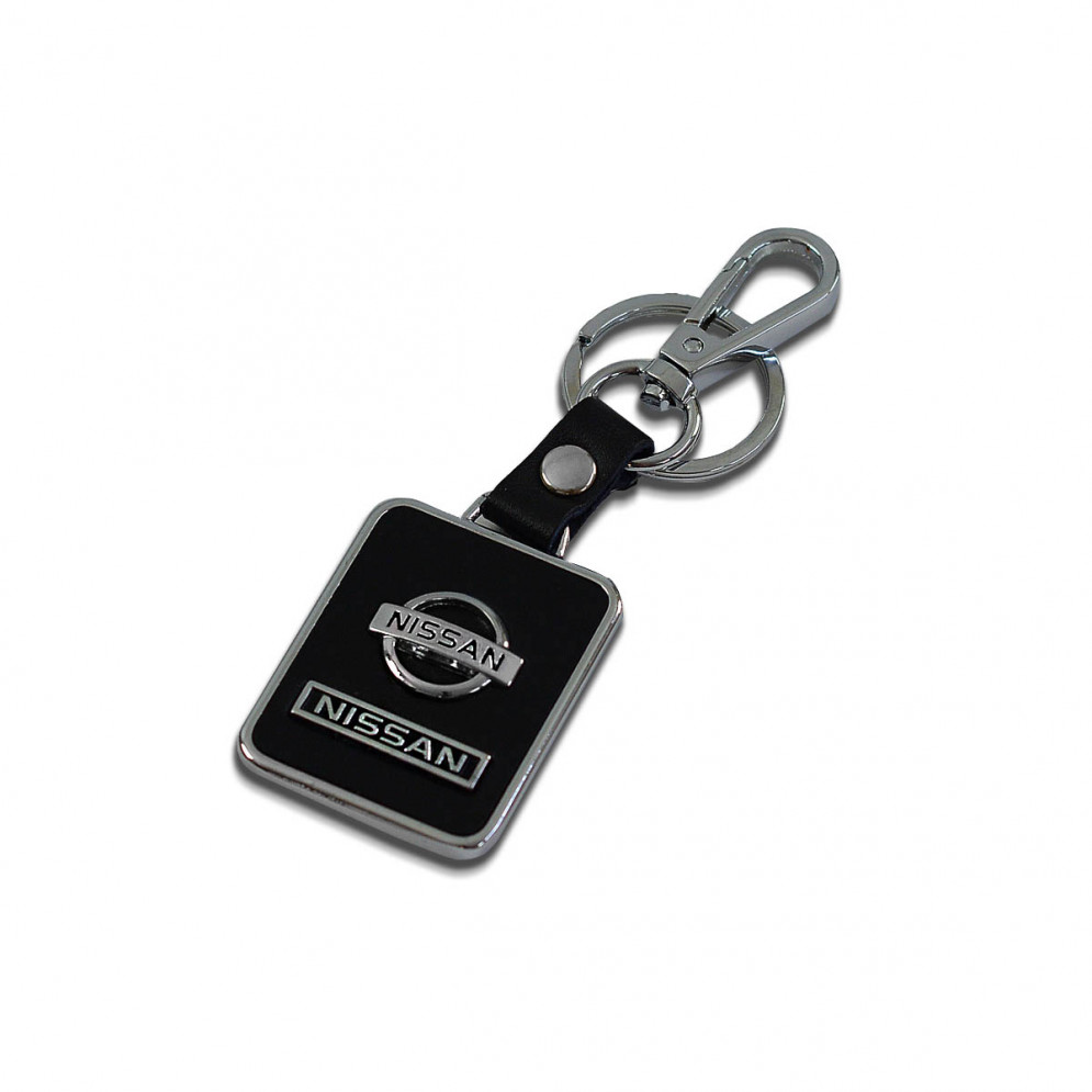 Брелок Nissan на ключи металл с кожей, карабин, купить со скидкой, BRKL0024-0393 